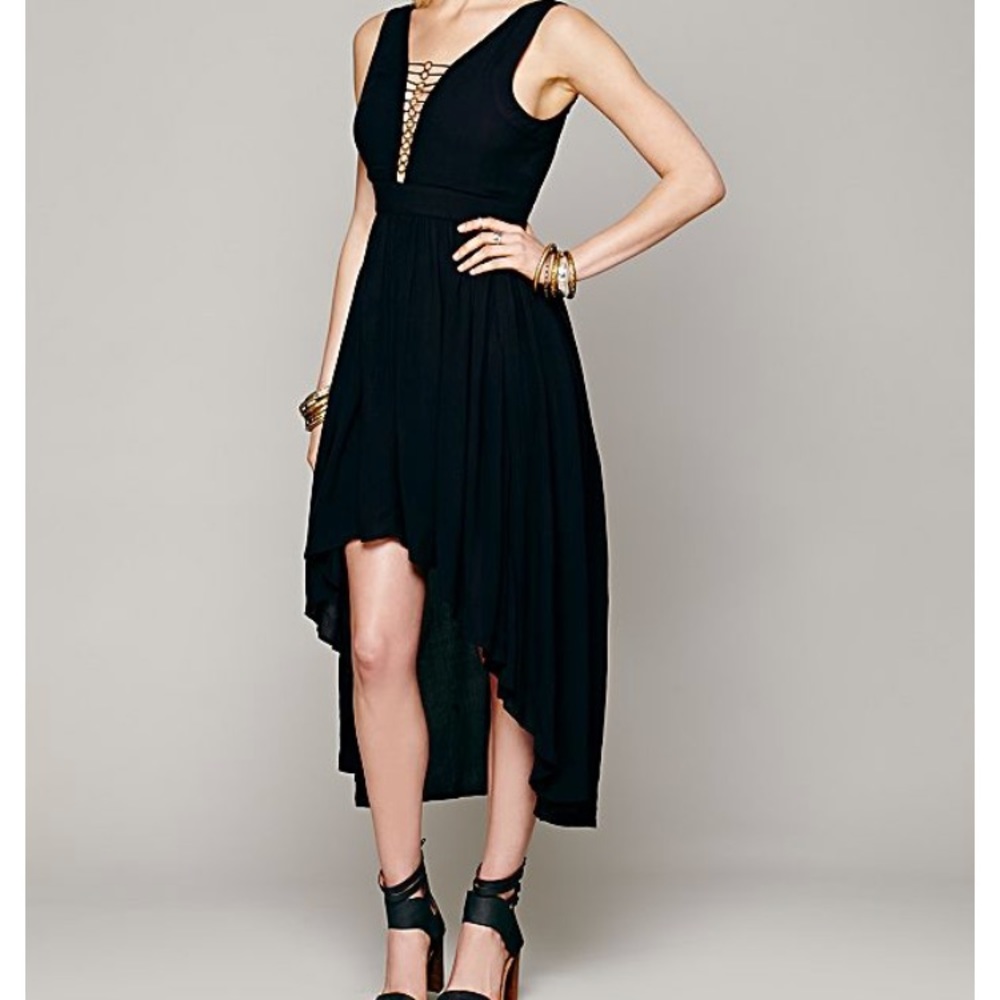 Free People Necklace Low Back Black Dress